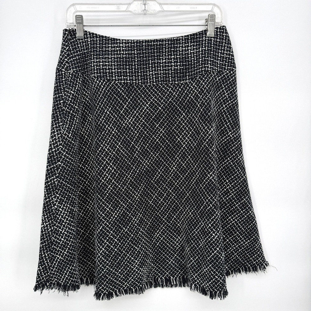 Coldwater Creek Skirt Aline Academia Timeless Tweed Fringe Hem Size PS/6-8